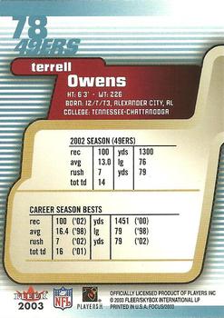 2003 Fleer Focus #78 Terrell Owens Back