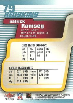 2003 Fleer Focus #79 Patrick Ramsey Back