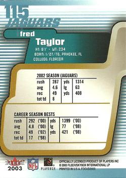 2003 Fleer Focus #115 Fred Taylor Back
