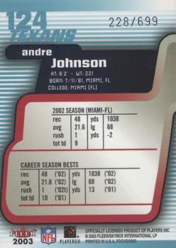 2003 Fleer Focus #124 Andre Johnson Back