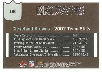 2003 Fleer Platinum #186 Cleveland Browns Back