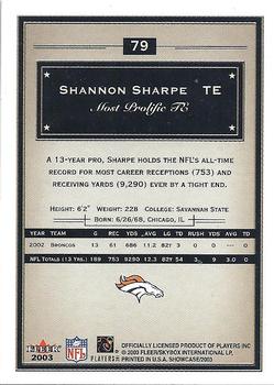 2003 Fleer Showcase #79 Shannon Sharpe Back