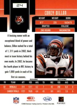 2003 Leaf Certified Materials #24 Corey Dillon Back