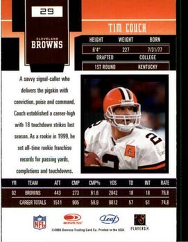 2003 Leaf Certified Materials #29 Tim Couch Back
