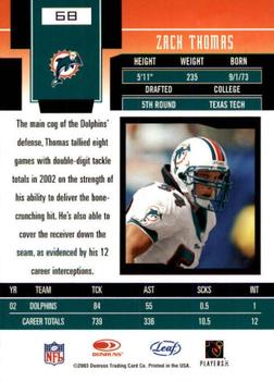 2003 Leaf Certified Materials #68 Zach Thomas Back