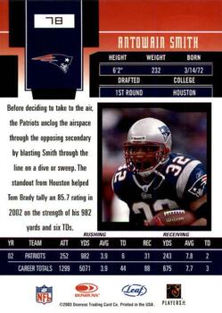 2003 Leaf Certified Materials #78 Antowain Smith Back