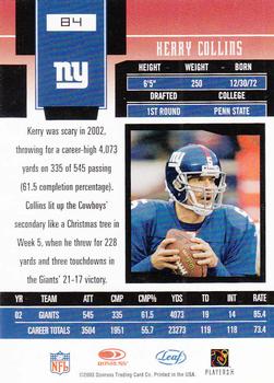 2003 Leaf Certified Materials #84 Kerry Collins Back