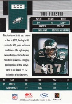 2003 Leaf Certified Materials #100 Todd Pinkston Back