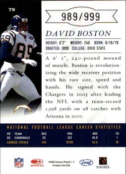 2003 Leaf Limited #79 David Boston Back