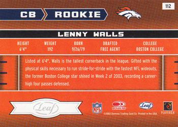 2003 Leaf Rookies & Stars #112 Lenny Walls Back