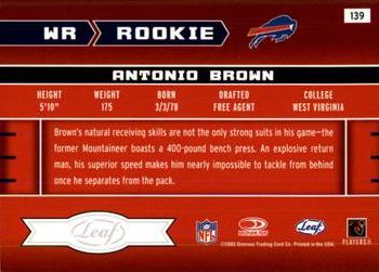 2003 Leaf Rookies & Stars #139 Antonio Brown Back
