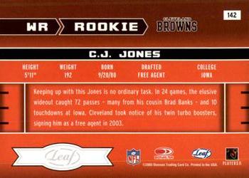 2003 Leaf Rookies & Stars #142 C.J. Jones Back