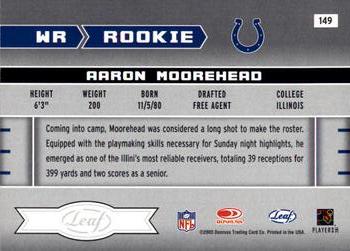 2003 Leaf Rookies & Stars #149 Aaron Moorehead Back