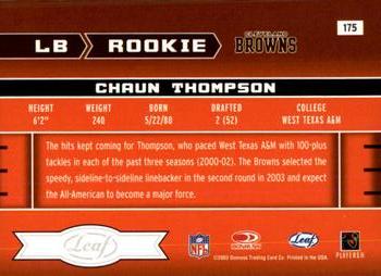 2003 Leaf Rookies & Stars #175 Chaun Thompson Back