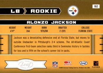 2003 Leaf Rookies & Stars #182 Alonzo Jackson Back