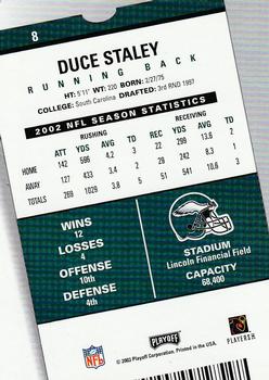 2003 Playoff Contenders #8 Duce Staley Back