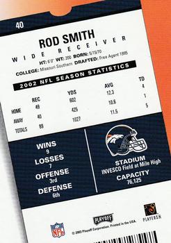 2003 Playoff Contenders #40 Rod Smith Back