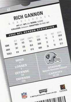 2003 Playoff Contenders #47 Rich Gannon Back