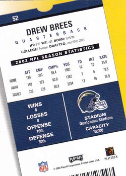 2003 Playoff Contenders #52 Drew Brees Back