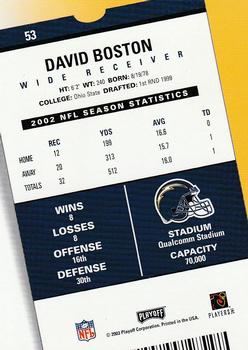 2003 Playoff Contenders #53 David Boston Back