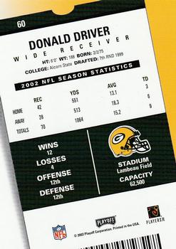 2003 Playoff Contenders #60 Donald Driver Back
