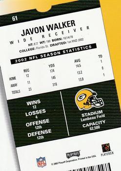 2003 Playoff Contenders #61 Javon Walker Back