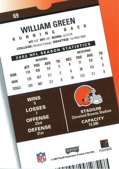 2003 Playoff Contenders #69 William Green Back
