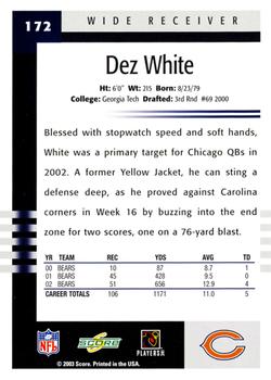 2003 Score #172 Dez White Back