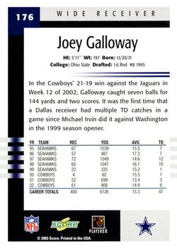 2003 Score #176 Joey Galloway Back