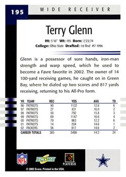 2003 Score #195 Terry Glenn Back