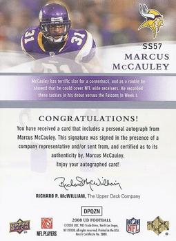 2008 Upper Deck - Signature Shots #SS57 Marcus McCauley Back