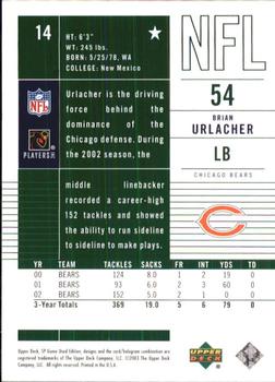 2003 SP Game Used #14 Brian Urlacher Back
