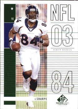 2003 SP Game Used #80 Shannon Sharpe Front