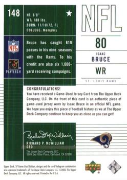 2003 SP Game Used #148 Isaac Bruce Back