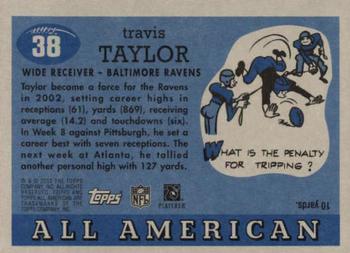 2003 Topps All American #38 Travis Taylor Back
