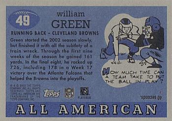 2003 Topps All American #49 William Green Back