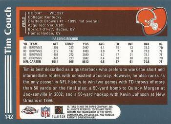 2003 Topps Chrome #142 Tim Couch Back