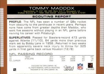 2003 Topps Draft Picks & Prospects #2 Tommy Maddox Back