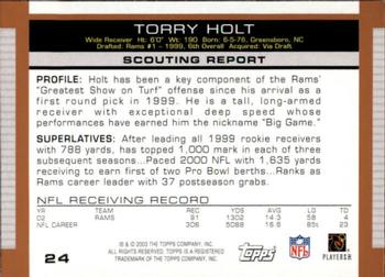 2003 Topps Draft Picks & Prospects #24 Torry Holt Back
