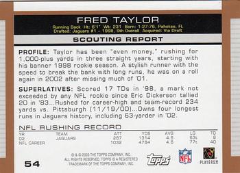 2003 Topps Draft Picks & Prospects #54 Fred Taylor Back