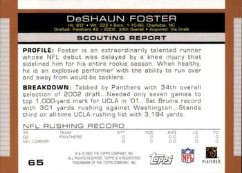 2003 Topps Draft Picks & Prospects #65 DeShaun Foster Back