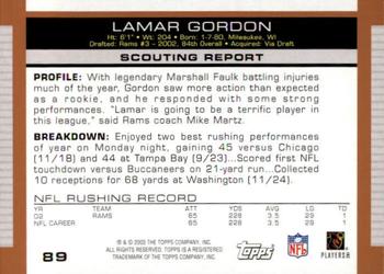2003 Topps Draft Picks & Prospects #89 Lamar Gordon Back