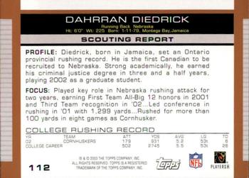 2003 Topps Draft Picks & Prospects #112 Dahrran Diedrick Back