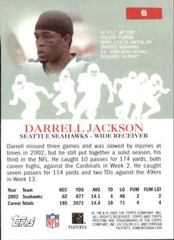 2003 Topps Pristine #6 Darrell Jackson Back