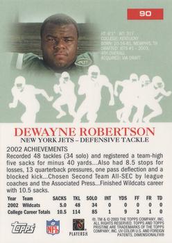 2003 Topps Pristine #90 DeWayne Robertson Back