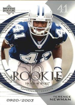 2003 Upper Deck Honor Roll #135 Terence Newman Front