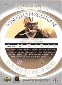2003 Upper Deck Honor Roll #136 Johnathan Sullivan Back