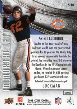 2008 Upper Deck Icons - Immortal Lettermen #SL10-7 Sid Luckman - N Back