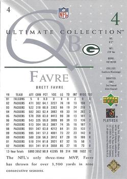 2003 Upper Deck Ultimate Collection #4 Brett Favre Back