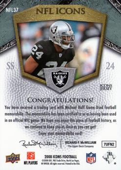 2008 Upper Deck Icons - NFL Icons Jersey Silver #NFL37 Michael Huff Back